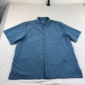 Scottevest Shirt Mens XL Blue Beachbomber Button Up Ripstop Casual Camp Pockets